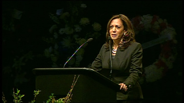 California Attorney General Kamala Harris speaks...