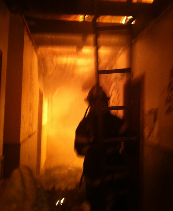 Interior of the fire at the Kappa Sigma...