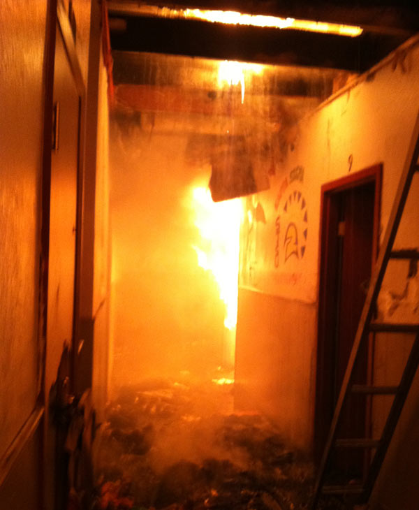 Interior of the fire at the Kappa Sigma fraternity house. (Courtesy of the SJFD)