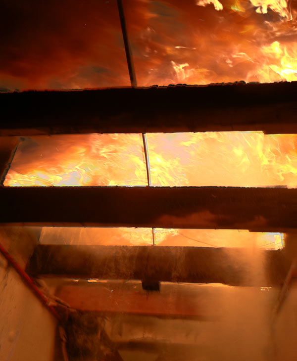 Interior of the fire at the Kappa Sigma...