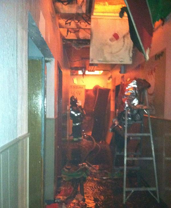 Interior of the fire at the Kappa Sigma...