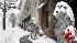 Snow blankets the lions in front of the Capital...
