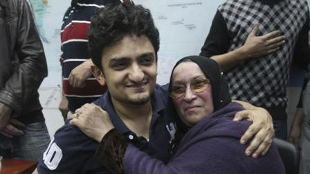 A Google executive who helped ignite Egypts uprising energized a crowd of hundreds of thousands with his first appearance