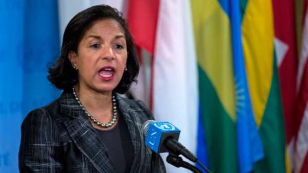U.S. Ambassador Susan Rice speaks at a news conference after the U.N. Security Council held an emergency meeting on North Koreas nuclear test