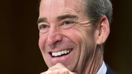 American Airlines and AMR Corporation, Chairman, President and CEO Thomas Horton, reacts as he testifies on Capitol Hill