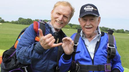World War II veteran skydives to aid great-grandson