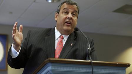 New Jersey Gov. Chris Christie tells a story about Ilene St. John Monday, July 29, 2013
