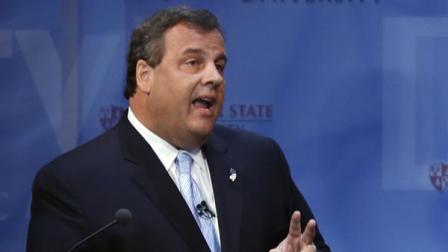 Republican New Jersey Gov. Chris Christie answers a question during a debate.