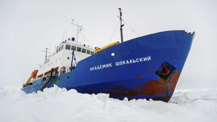 In this image provided by Australasian Antarctic Expedition/Footloose Fotography the Russian ship MV Akademik Shokalskiy is trapped in thick Antarctic ice