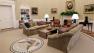 Renovations to the Oval Office, including a new carpet, drapes, wallpaper and furniture, are seen, Tuesday, Aug. 31, 2010, at the White House in Washington.