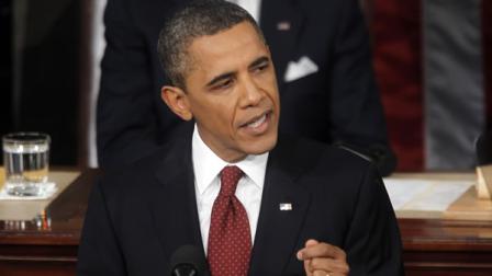 President Barack Obama gives State of the Union address on Capitol in Washington, Tuesday, Jan. 24, 2012.