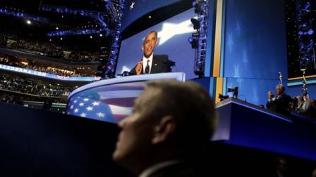 A Secret Service agent looks on as President Barack Obama addresses the Democratic National Convention in Charlotte, N.C., on Thursday, Sept. 6, 2012. (AP Photo/David Goldman)