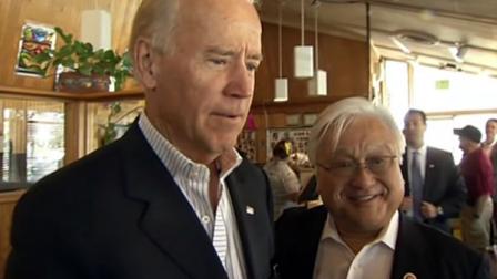 Joe Biden surprises customers at Hobees Restaurant in Sunnyvale