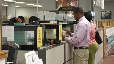 People at the California unemployment office