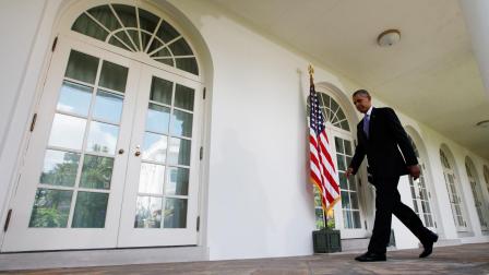 President Barack Obama walks back toward the Oval Office after he speaking about the Affordable Care Act, his signature health care law, in the Rose Garden of the White House in Washington, Tuesday, Oct. 1, 2013.