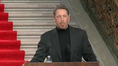 Oracle CEO Larry Ellison makes an Americas Cup announcement.