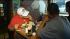 49ers fans enjoying tastes of New Orleans :: 49ers fan eating in New Orleans
