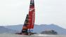 New Zealand team goes past Alcatraz Island and Mount Tamalpais in the background while heading for the finish during their Americas Cup challenger series sailing race against Luna Rossa Challenge of Italy Tuesday, July 23, 2013, in San Francisco