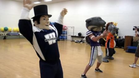 Mascots train at camp at Washburn University in Kansas