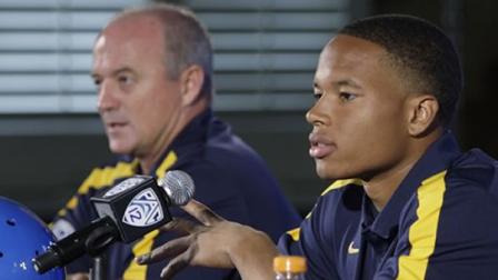 California head coach Jeff Tedford and wide receiver Marvin Jones