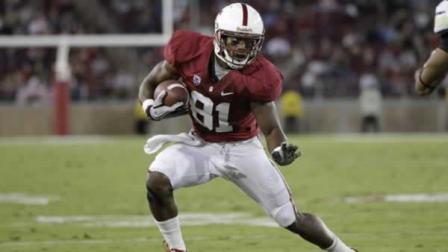 FILE - Stanford wide receiver Chris Owusu (81) in the fourth quarter of an NCAA college football game in Stanford, Calif., Saturday, Oct. 8, 2011. (AP Photo/Paul Sakuma)