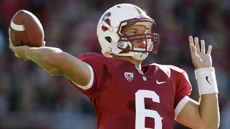 Stanford quarterback Josh Nunes (6) throws against Southern California during the first half of an NCAA college football game in Stanford, Calif., Saturday, Sept. 15, 2012. (AP Photo/Marcio Jose Sanchez)