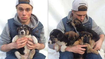 Team USA freeskier Gus Kenworthy poses with Sochi strays