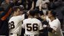 San Francisco Giants Guillermo Quiroz celebrates.
