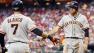 San Francisco Giants Gregor Blanco and Hunter Pence shake hands
