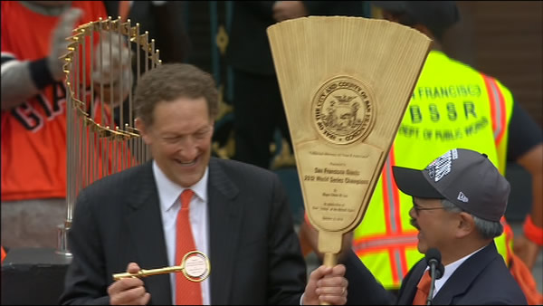 Mayor Ed Lee gives Larry Baer the 