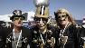 New Orleans Saints fans are seen outside Sun Life Stadium before the NFL Super Bowl XLIV football game.