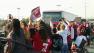 The San Francisco 49ers arrived home from New Orleans Monday afternoon and were greeted by dozens of faithful fans.