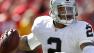 Oakland Raiders quarterback Terrelle Pryor (2) looks for a receiver during the first half of an NFL football game against the Kansas City Chiefs at Arrowhead Stadium in Kansas City, Mo., Sunday, Oct. 13, 2013. (AP Photo/Ed Zurga)