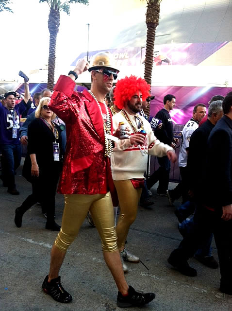 A 49ers fan gives a thumbs up.