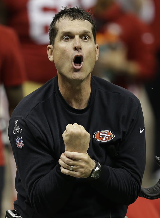 San Francisco 49ers head coach Jim Harbaugh...