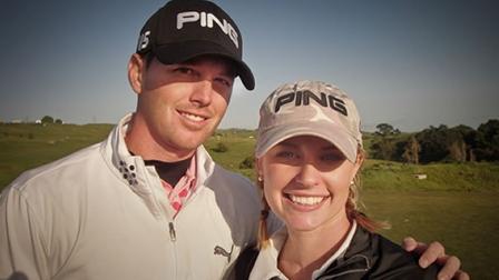 Trevor Murphy brought his wife Amanda to caddy for him.