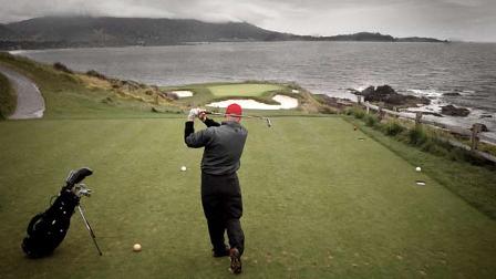 51 degree Y Grind wedge makes birdie on the 7th at Pebble-Beach. Note the weather. In a strong crosswind, the ball held its line.