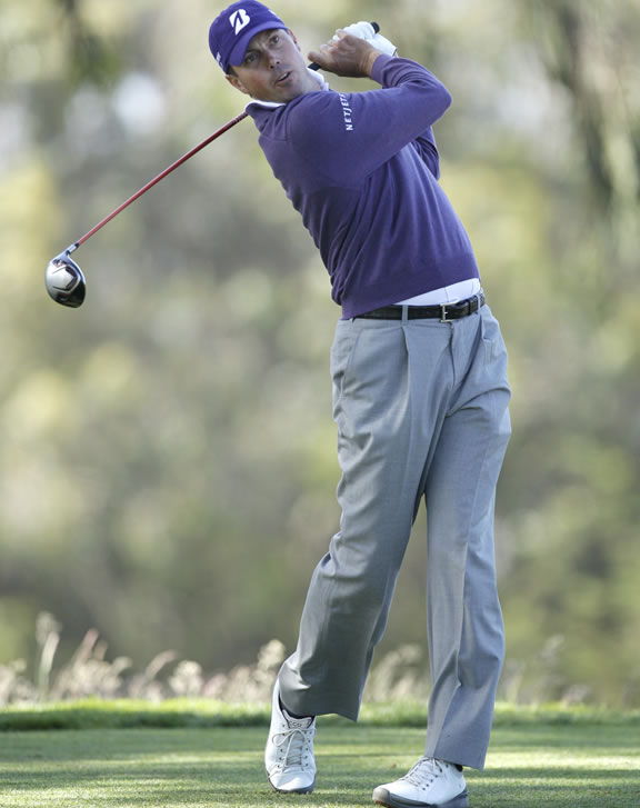 Martin Kaymer, of Germany, during the first...
