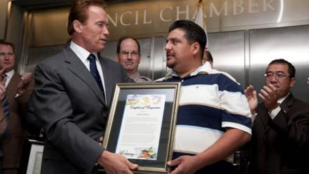 Arnold Schwarzenegger and Victor Perez