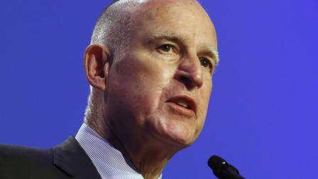 FILE - In this May 22, 2013 file photo, Gov. Jerry Brown speaks at the California Chamber of Commerces 88th Annual Sacramento Host Breakfast in Sacramento, Calif.