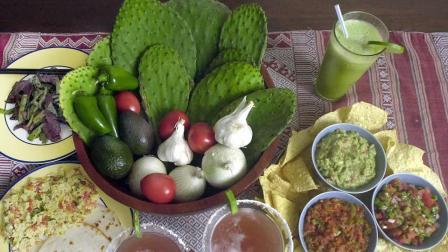 Shown are various foods and beverages prepared with cactus in Dallas, Monday, July 9, 2001. (AP Photo/LM Otero)