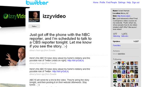 Twitter, house robbery, vacation