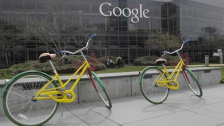 Google bicycles are shown at the Google campus in Mountain View, Calif., Friday, March 15, 2013