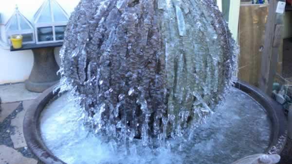 Frozen fountains at Absolute Home & Garden in Sebastopol