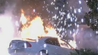 Car fire in Pleasant Hill, California.