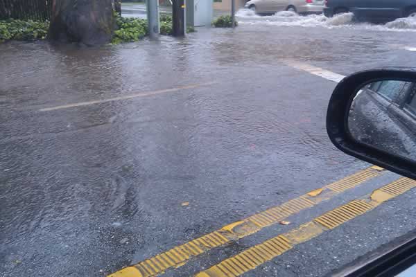 Flooding in Burlingame along El Camino Real,...