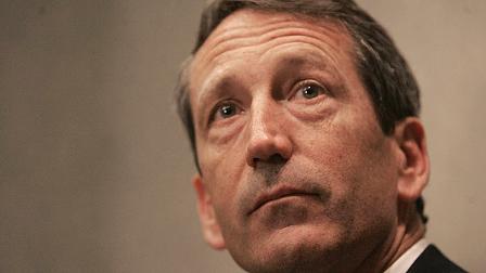 South Carolina Gov. Mark Sanford fields questions during a news conference about the economic stimulus bill Friday, April 3, 2009, at the Statehouse in Columbia, S.C. (AP Photo/Mary Ann Chastain)