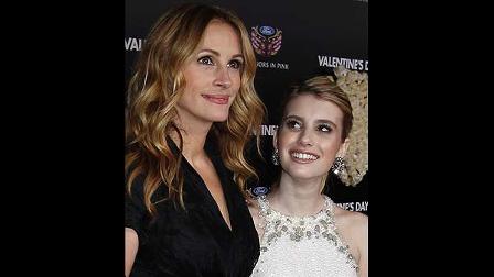 Julia Roberts, left, and Emma Roberts arrive at the premiere of Valentines Day on Monday, Feb. 8, 2010, in Los Angeles. (AP Photo/Matt Sayles)