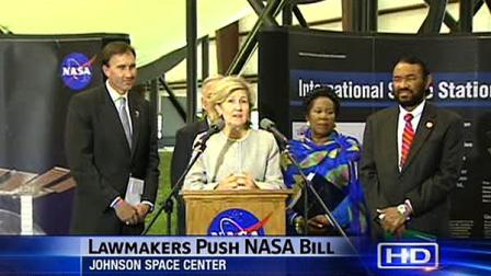 Local lawmakers were at Johnson Space Center promoting the new NASA funding bill.