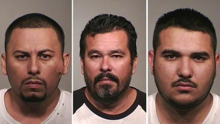 Hirlando Barrera (left), Luis Flores (right) and Jose Rendon (center) have been charged with aggravated kidnapping